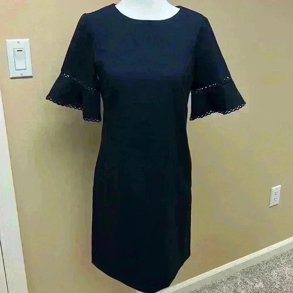 Loft Puff Sleeve Navy Dress - Picture 3 of 7